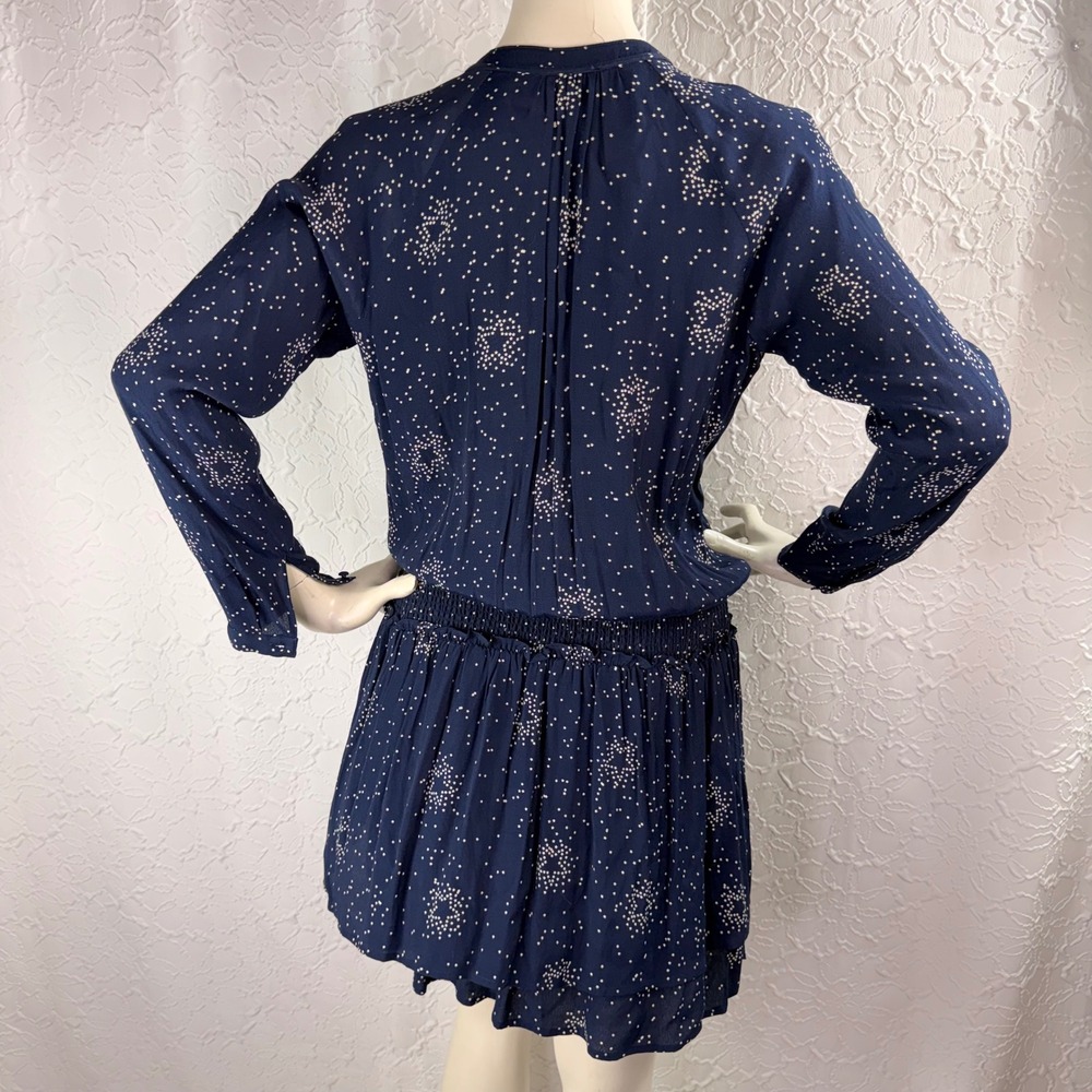 Rails Star Constellation Smocked Mini Dress Navy Blue Womens Medium - Picture 6 of 10